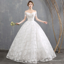 2019 New Off Shoulder Ball Gown Wedding Dress Floor Length Luxury Beaded Wedding Dress Bridal Gown